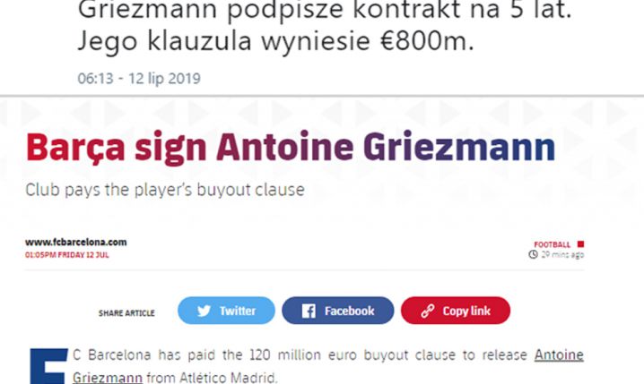 Oficjalna KLAUZULA wykupu w kontrakcie Griezmanna z Barcą!